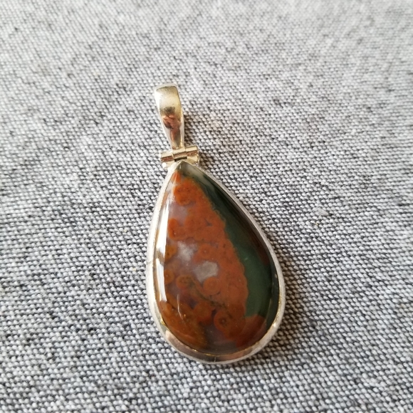 Hand Crafted Jewelry - Plume Agate New Handcrafted Sterling silver 925 gemstone pendant